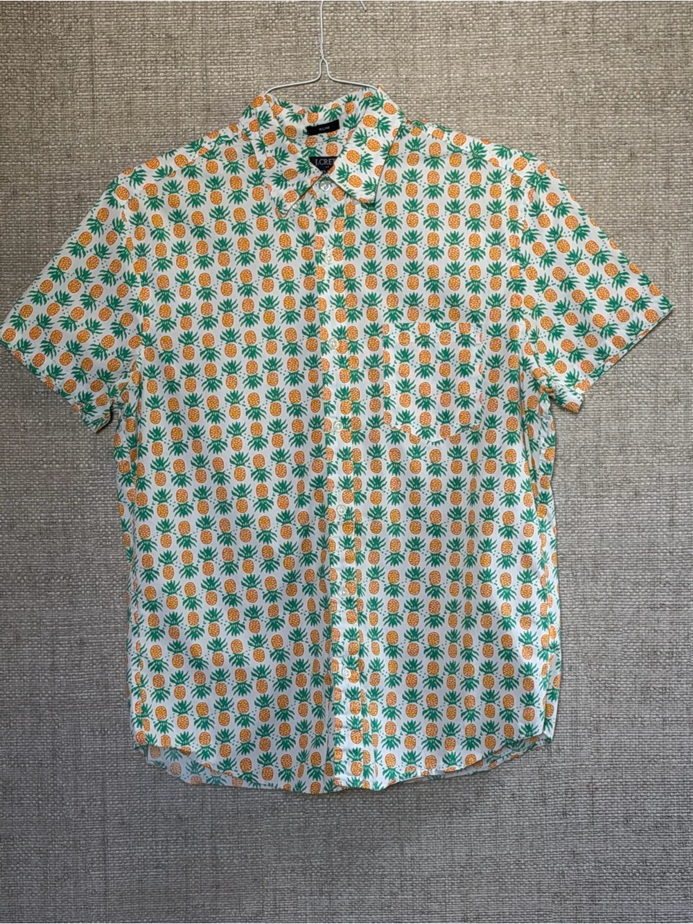 J. Crew White Short-Sleeve Fun Pineapple Print Button-Down Shirt